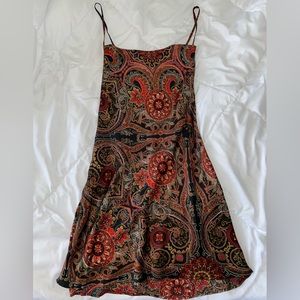 Patterned Mini Cross Back Dress